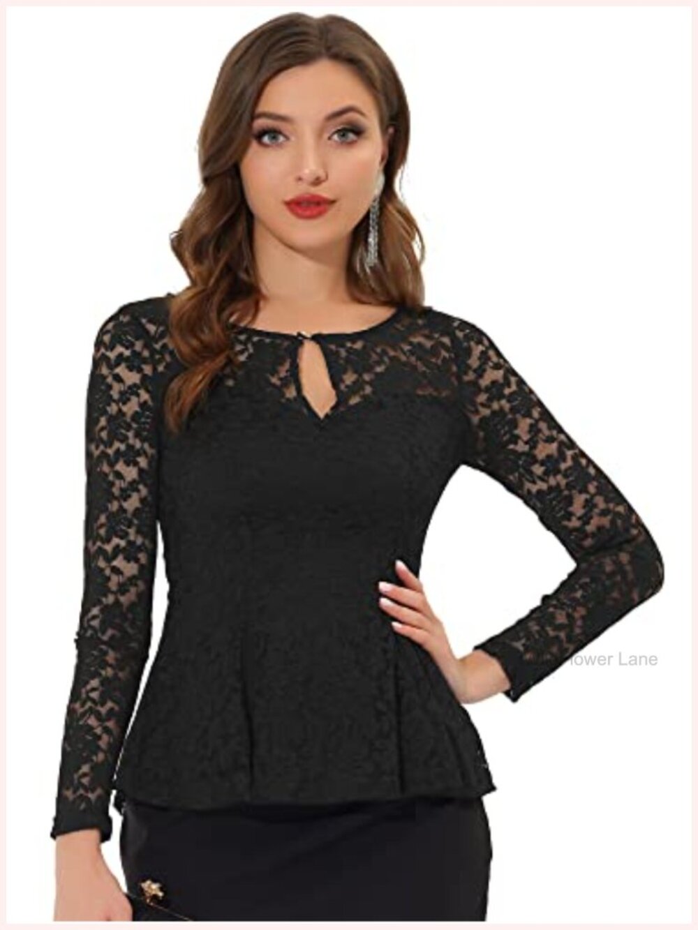 Women's Lace Peplum Blouse Dressy Wedding Guest Top Long Sleeve Formal